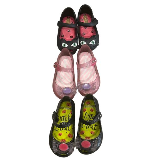 Mini Melissa 7C Shoes Bundle Trick or Treat Pink Black Cat Mary Jane HTF VGUC - Picture 6 of 12
